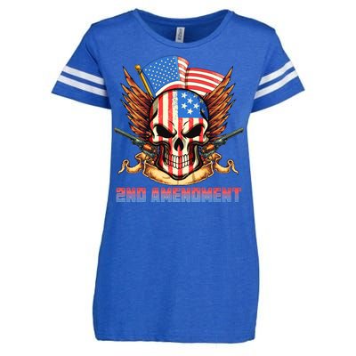 2nd Amendment USA Patriotic Skull Enza Ladies Jersey Football T-Shirt