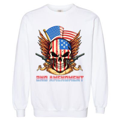 2nd Amendment USA Patriotic Skull Garment-Dyed Sweatshirt