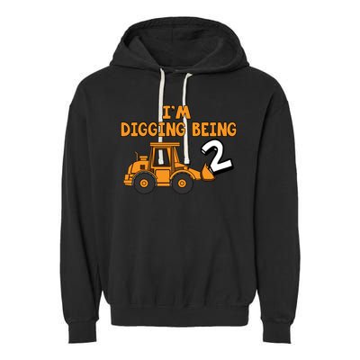 2nd Birthday I'm Digging Being Two Garment-Dyed Fleece Hoodie