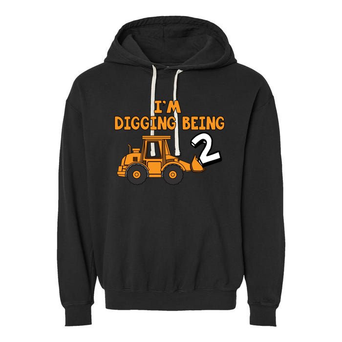2nd Birthday I'm Digging Being Two Garment-Dyed Fleece Hoodie
