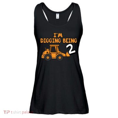 2nd Birthday I'm Digging Being Two Ladies Essential Flowy Tank