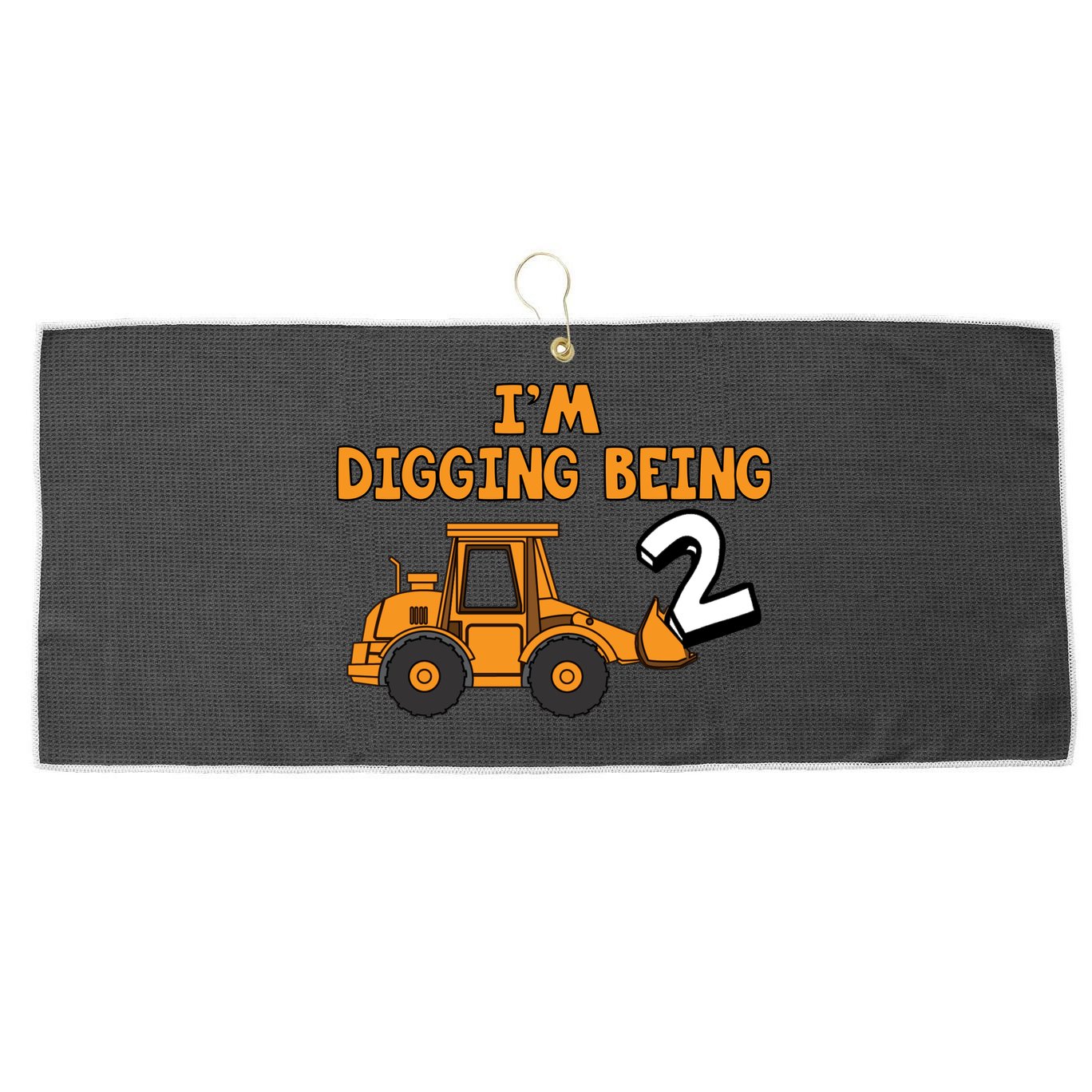 2nd Birthday I'm Digging Being Two Large Microfiber Waffle Golf Towel