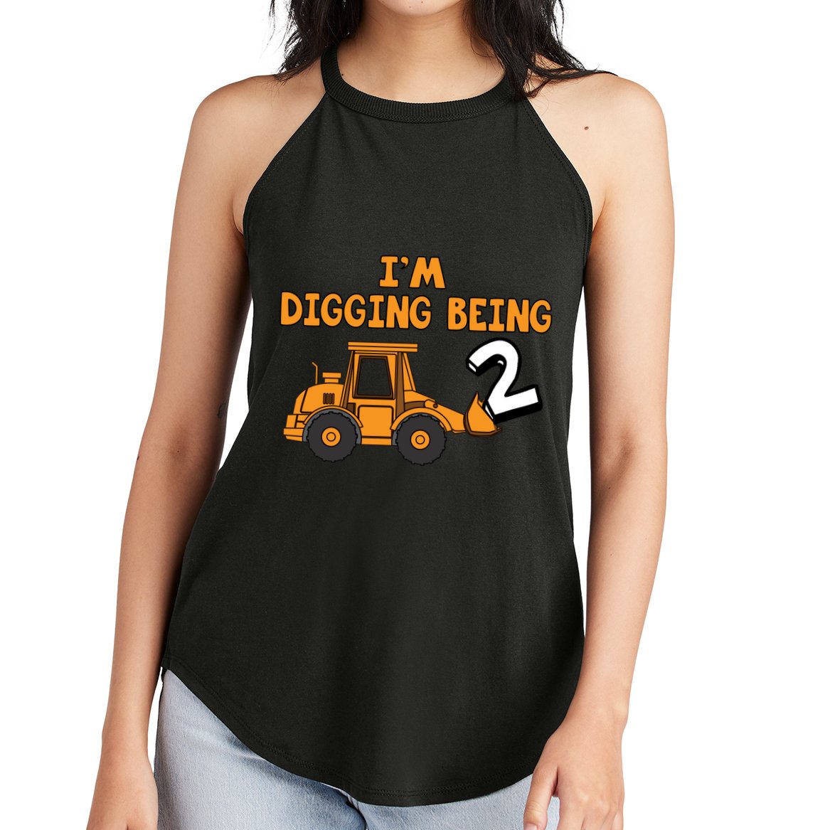 2nd Birthday I'm Digging Being Two Women's Perfect Tri Rocker Tank