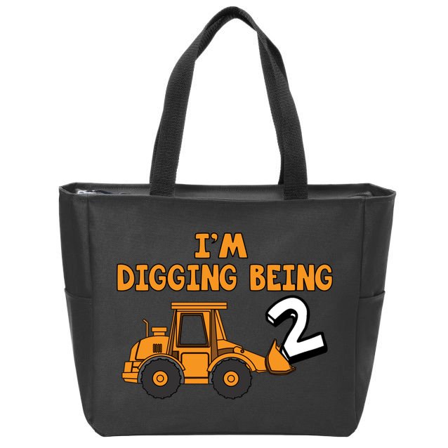 2nd Birthday I'm Digging Being Two Zip Tote Bag