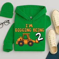 2nd Birthday I'm Digging Being Two Hoodie