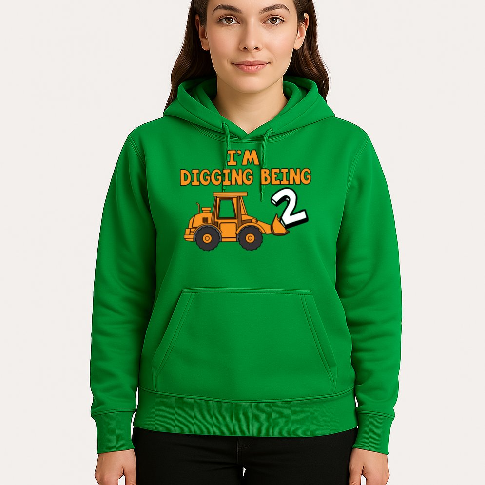 2nd Birthday I'm Digging Being Two Hoodie