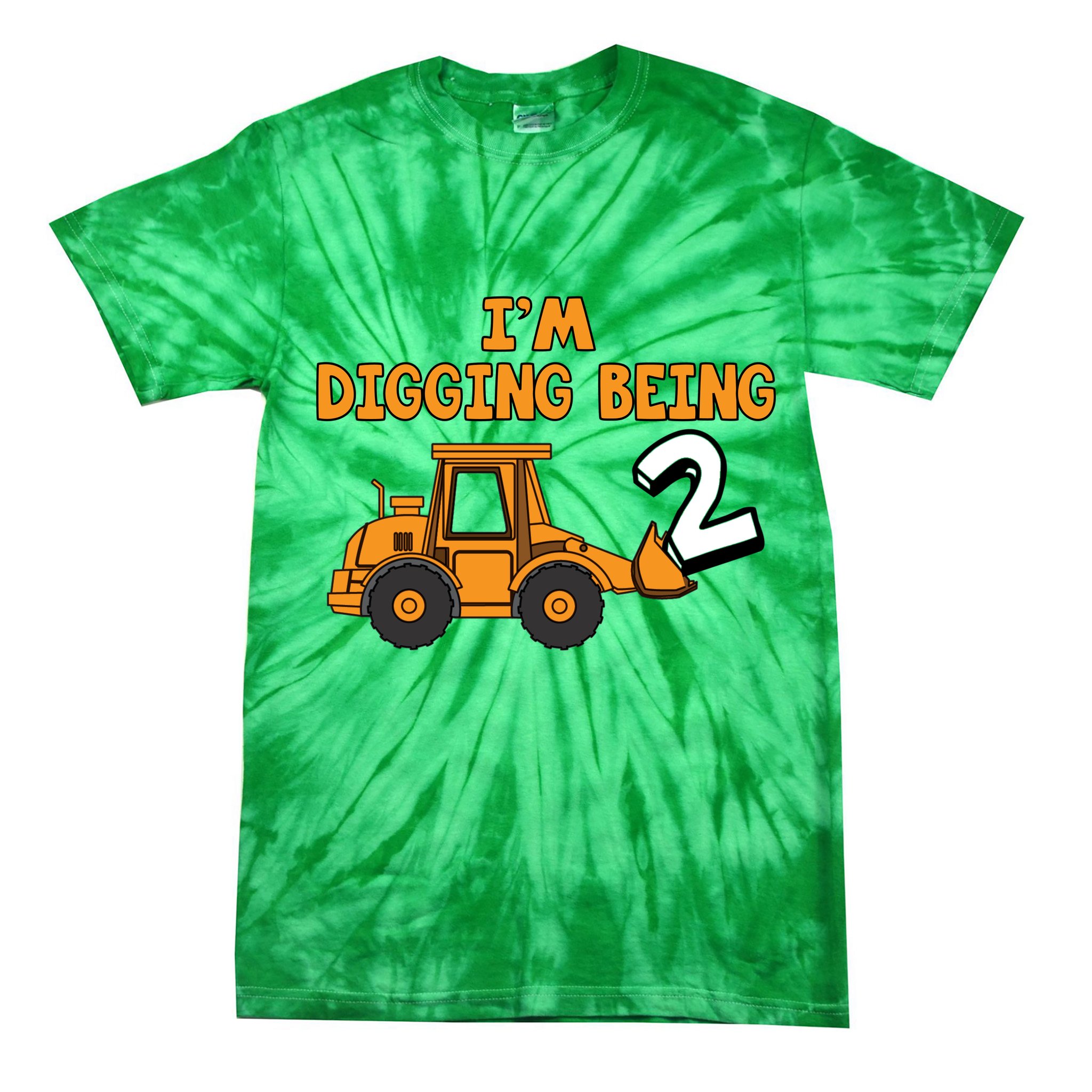 2nd Birthday I'm Digging Being Two Tie-Dye T-Shirt