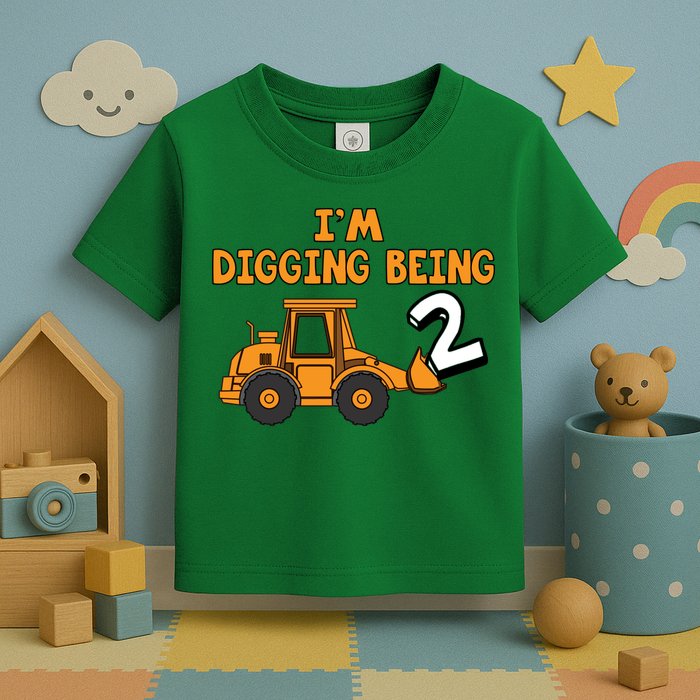 2nd Birthday I'm Digging Being Two Toddler T-Shirt