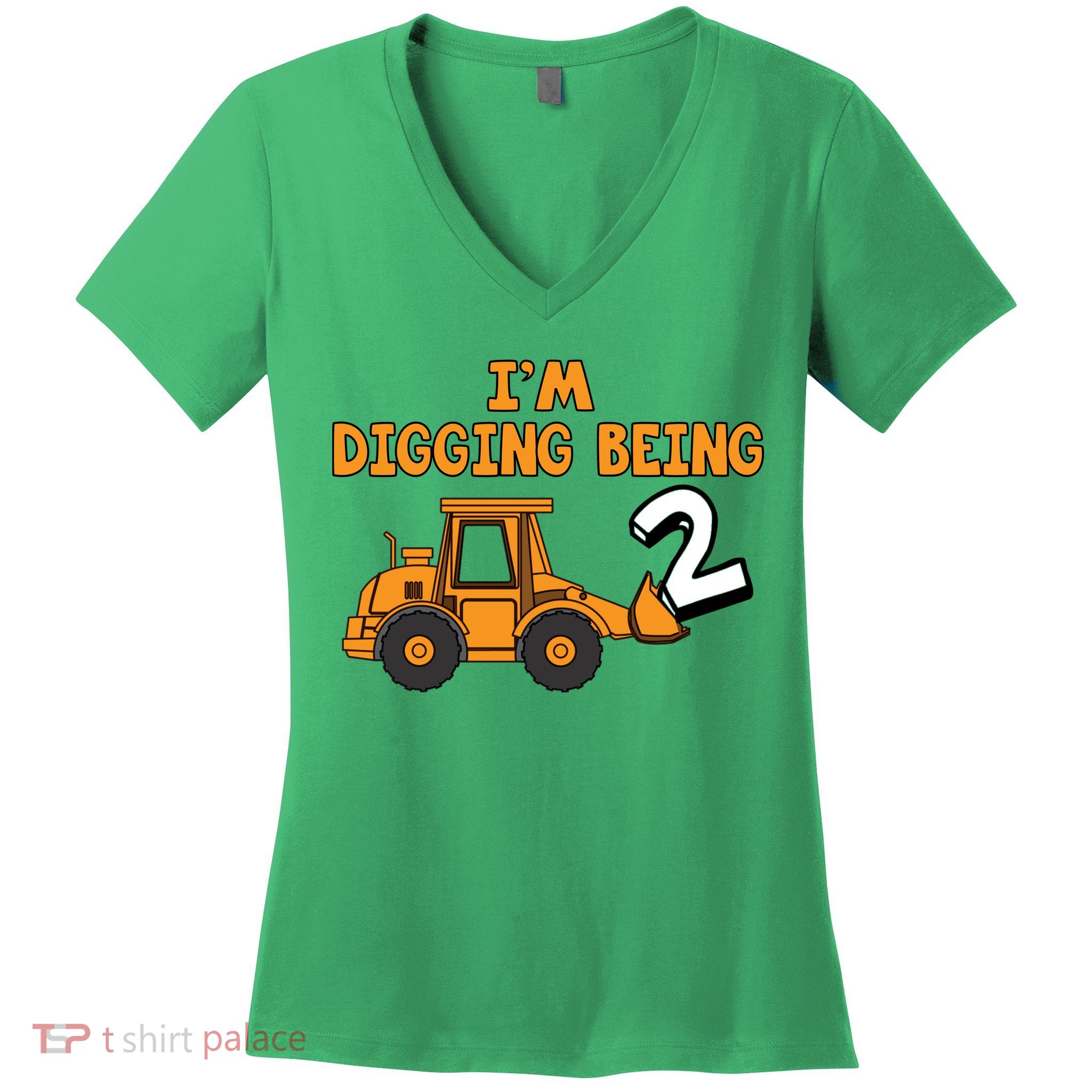 2nd Birthday I'm Digging Being Two Women's V-Neck T-Shirt