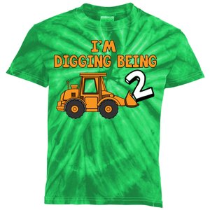 2nd Birthday I'm Digging Being Two Kids Tie-Dye T-Shirt