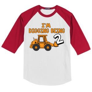 2nd Birthday I'm Digging Being Two Kids Colorblock Raglan Jersey