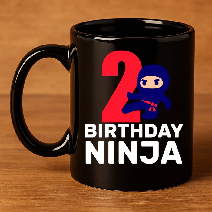 2nd Birthday Ninja  11oz C Handle Ceramic Mug