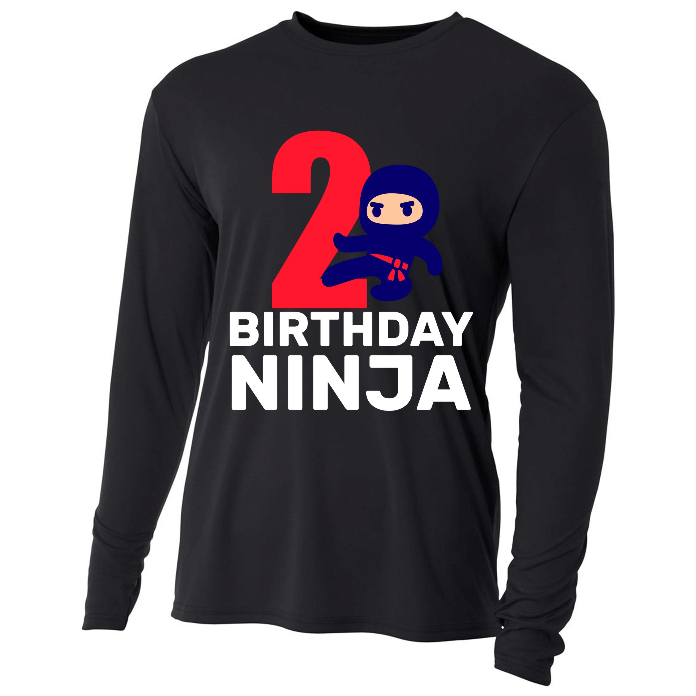 2nd Birthday Ninja  Cooling Performance Long Sleeve Crew