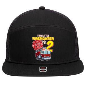 2nd Birthday This Little Firefighter Is Two 7 Panel Mesh Trucker Snapback Hat