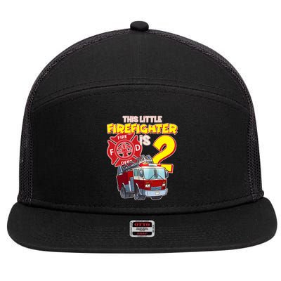 2nd Birthday This Little Firefighter Is Two 7 Panel Mesh Trucker Snapback Hat