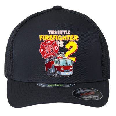 2nd Birthday This Little Firefighter Is Two Flexfit Unipanel Trucker Cap