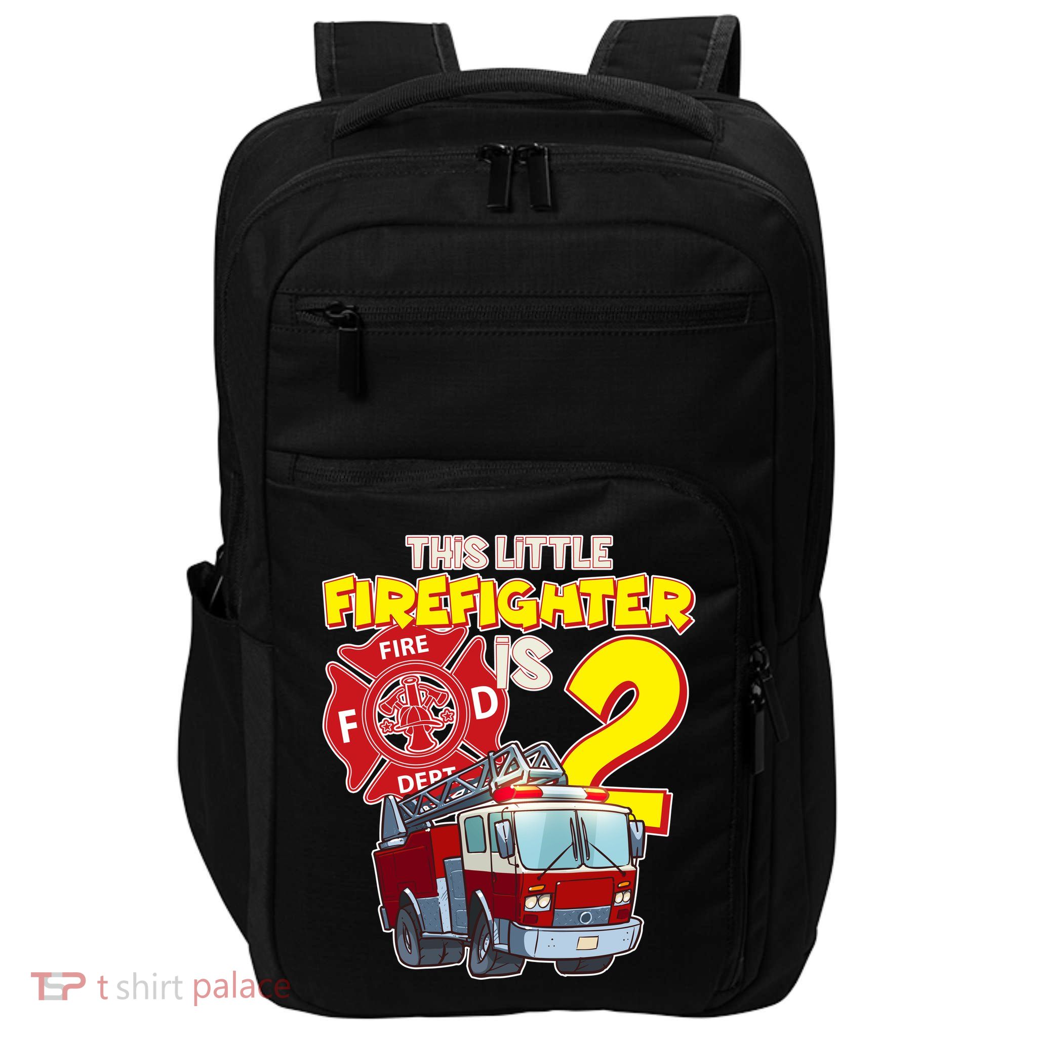 2nd Birthday This Little Firefighter Is Two Impact Tech Backpack
