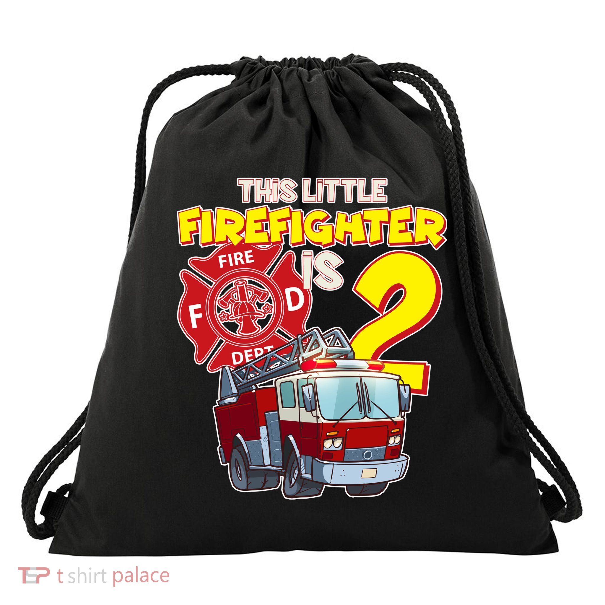 2nd Birthday This Little Firefighter Is Two Drawstring Bag