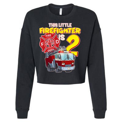 2nd Birthday This Little Firefighter Is Two Cropped Pullover Crew