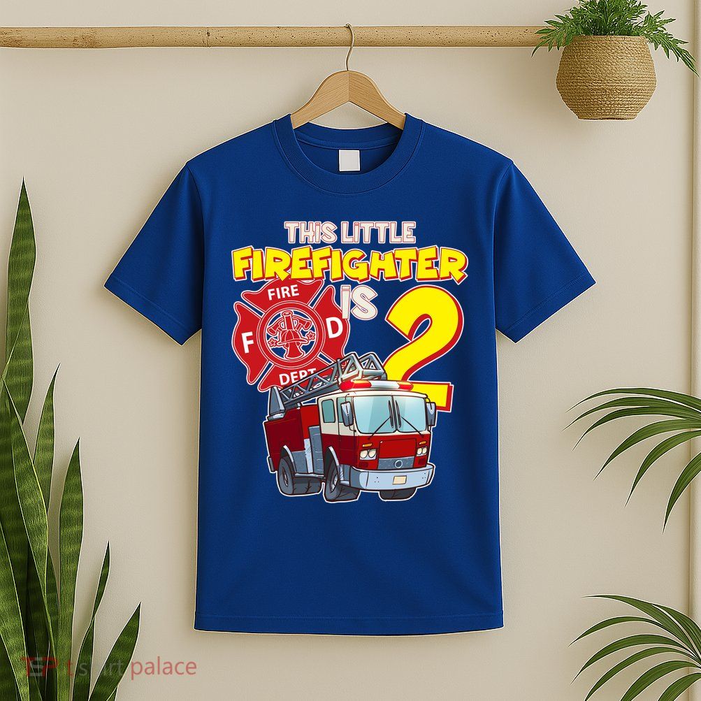 2nd Birthday This Little Firefighter Is Two T-Shirt