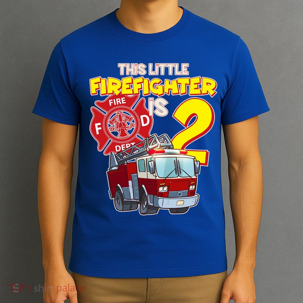 2nd Birthday This Little Firefighter Is Two T-Shirt