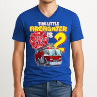 2nd Birthday This Little Firefighter Is Two V-Neck T-Shirt