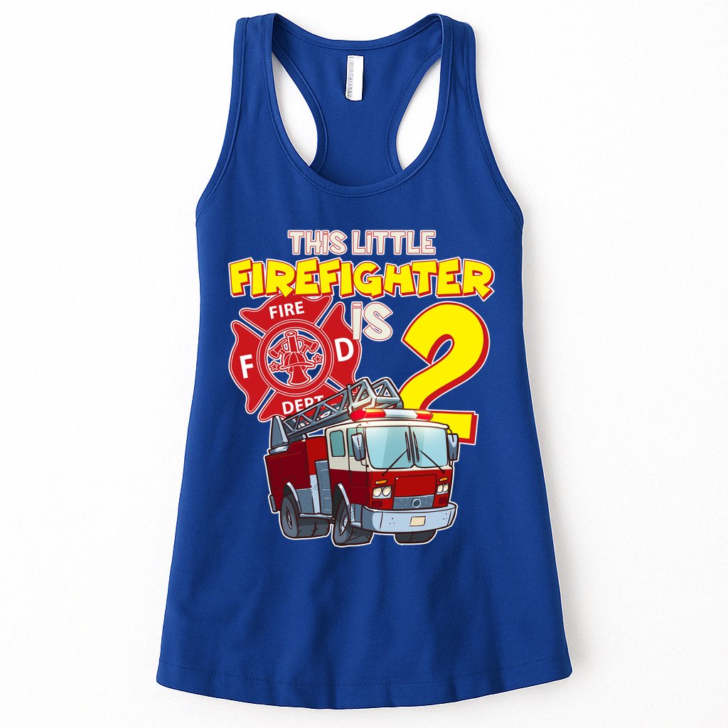 2nd Birthday This Little Firefighter Is Two Womens Tank Top