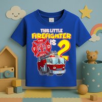 2nd Birthday This Little Firefighter Is Two Toddler T-Shirt