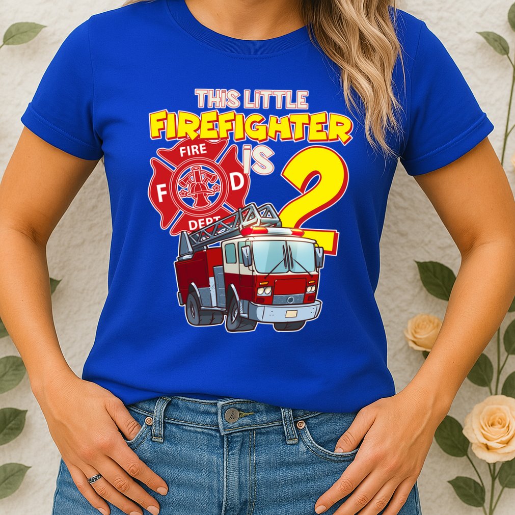2nd Birthday This Little Firefighter Is Two Womens T-Shirt