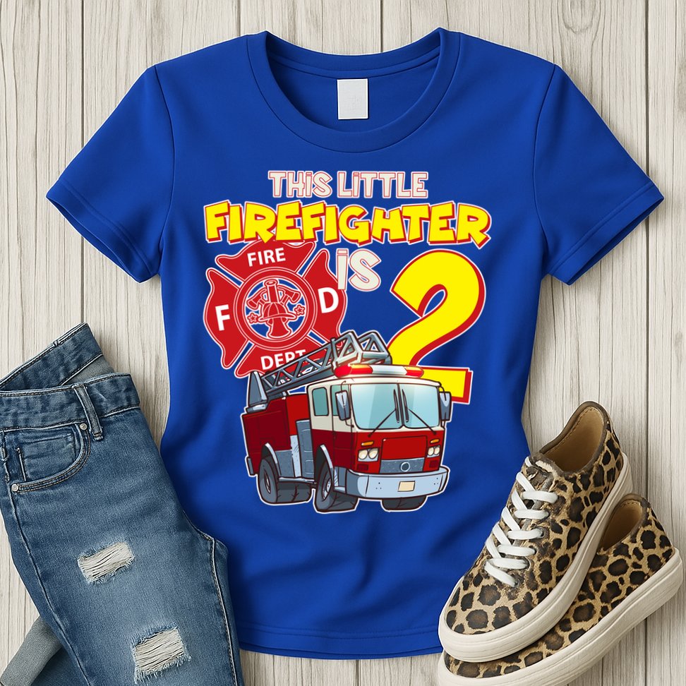 2nd Birthday This Little Firefighter Is Two Womens T-Shirt