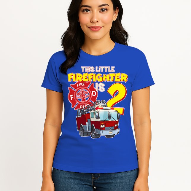 2nd Birthday This Little Firefighter Is Two Womens T-Shirt