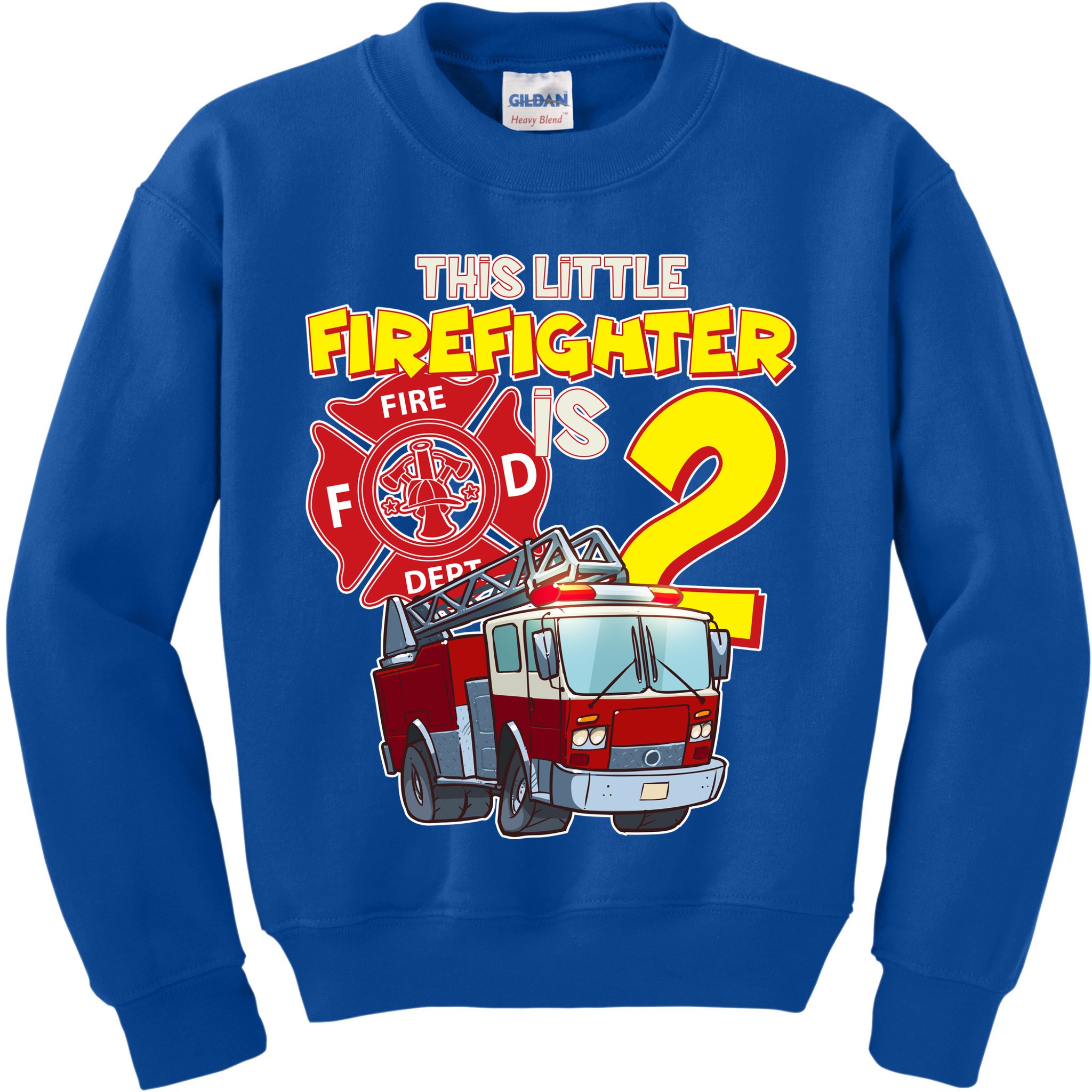 2nd Birthday This Little Firefighter Is Two Kids Sweatshirt