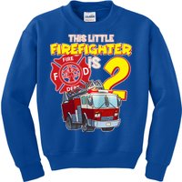 2nd Birthday This Little Firefighter Is Two Kids Sweatshirt