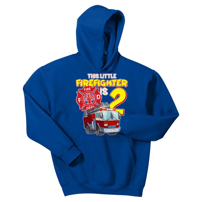 2nd Birthday This Little Firefighter Is Two Kids Hoodie