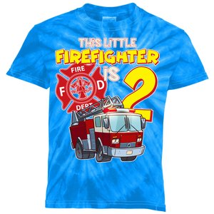 2nd Birthday This Little Firefighter Is Two Kids Tie-Dye T-Shirt