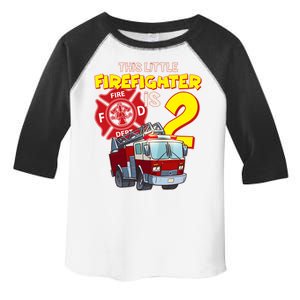 2nd Birthday This Little Firefighter Is Two Toddler Fine Jersey T-Shirt