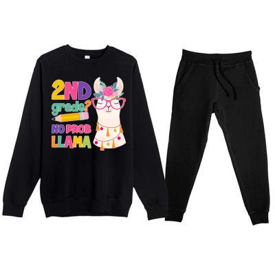 2nd Grade? No Prob Llama Premium Crewneck Sweatsuit Set