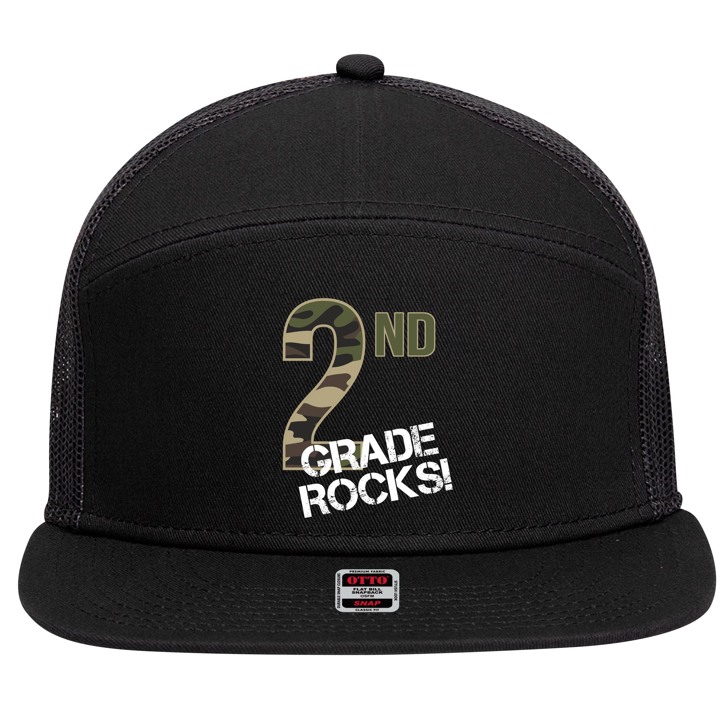 2nd Grade Rocks Camo 7 Panel Mesh Trucker Snapback Hat