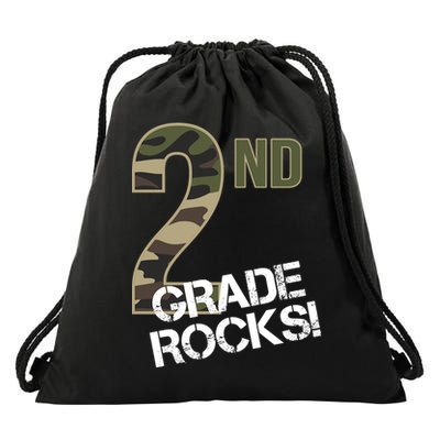 2nd Grade Rocks Camo Drawstring Bag