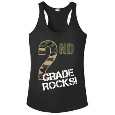 2nd Grade Rocks Camo Ladies PosiCharge Competitor Racerback Tank