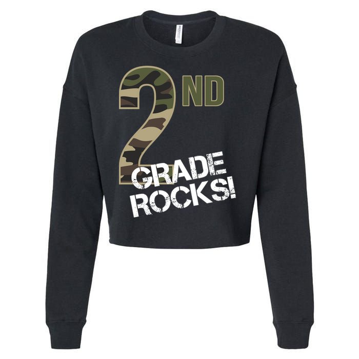 2nd Grade Rocks Camo Cropped Pullover Crew