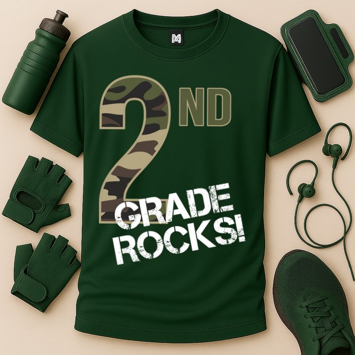 2nd Grade Rocks Camo Cooling Performance Crew T-Shirt