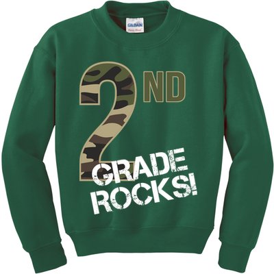 2nd Grade Rocks Camo Kids Sweatshirt