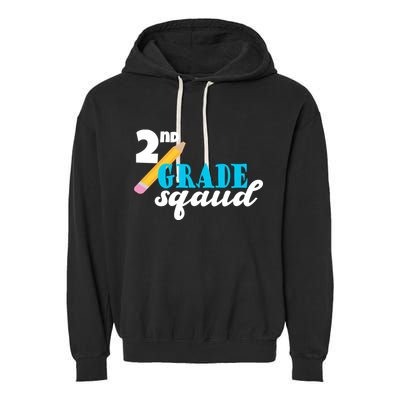 2nd Grade Squad School Pencil Garment-Dyed Fleece Hoodie