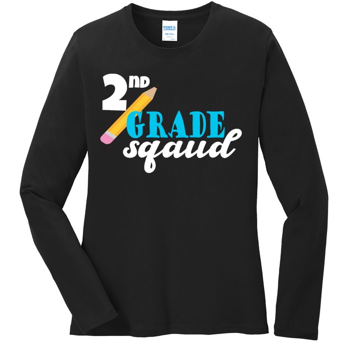 2nd Grade Squad School Pencil Ladies Long Sleeve Shirt