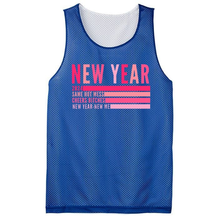 2024 New Year Same Hot Mess Cheers Bitches Gift Mesh Reversible Basketball Jersey Tank