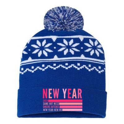 2024 New Year Same Hot Mess Cheers Bitches Gift USA-Made Snowflake Beanie