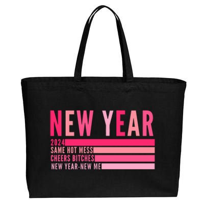 2024 New Year Same Hot Mess Cheers Bitches Gift Cotton Canvas Jumbo Tote