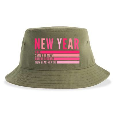 2024 New Year Same Hot Mess Cheers Bitches Gift Sustainable Bucket Hat