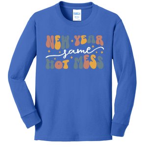 2024 New Year Same Hot Mess Party 2024 Happy New Year Funny Gift Kids Long Sleeve Shirt